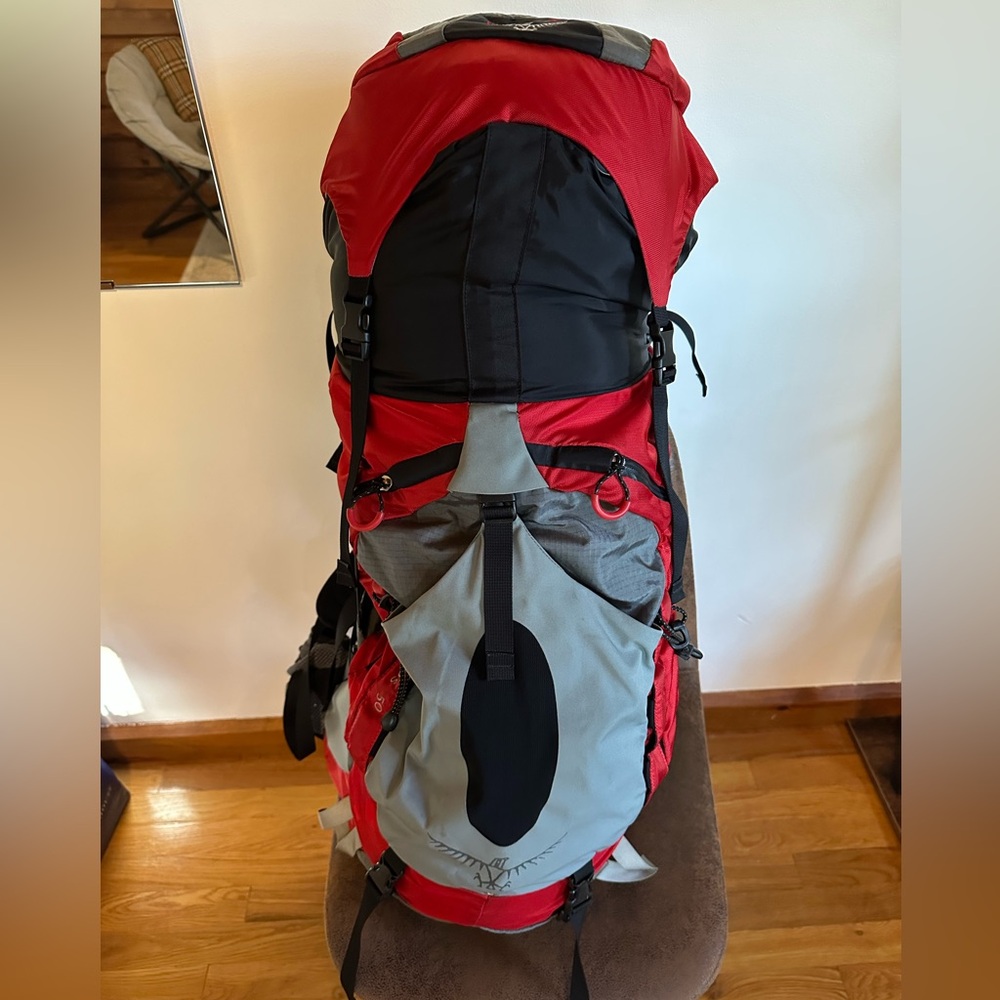 Osprey ATMOS 50. Red, Black and Gray Backpack.